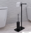 SAPHO - FLORIDA - Kombinált álló WC kefe tartó WC papír tartóval - 2in1 - Matt fekete rozsdamentes acél
