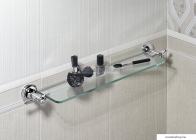 SAPHO - ASTOR - Fürdőszobai üvegpolc (piperepolc) - 65,2cm - Átlátszó üveg, krómozott réz