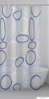 GEDY - CIOTOLI - PVC zuhanyfüggöny függönykarikával - 120x200 cm - Vinyl - Fehér, kék geometriai mintás 